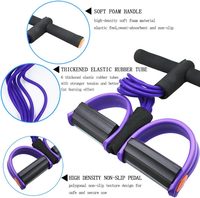 Cuerda elástica de látex para abdominales con pedal y banda de resistencia mecánica para ejercicio (4 tubos)