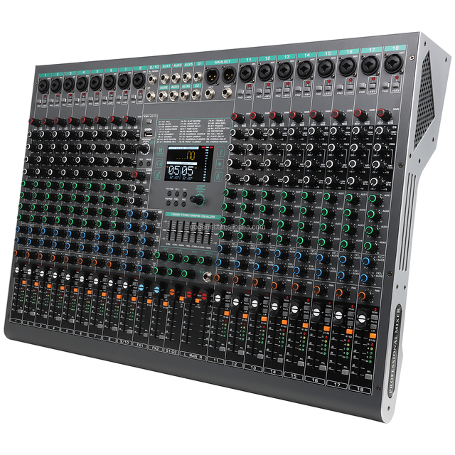 Professional Audio Mixer 18 Channel Mixing Console with 99 DSP Effects BT MP3 USB 48V Phantom Power for Stage Studio