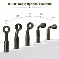 Raccord banjo AN3, revêtement vert militaire, options d'angle 0, 15, 45, 90 degrés, pour conduite de frein de moto