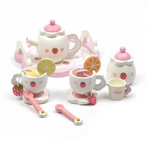 Juego de té de la tarde de fresa blanca para Educación Temprana, <span class=keywords><strong>casa</strong></span> de juegos artificial para niños y cocina, juguetes de madera para niñas pequeñas - Product Image 6
