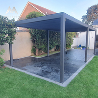 Pergola moderne motorisée en aluminium avec persiennes, imperméable, à fixation murale, auvent de terrasse pour clôture extérieure de jardin