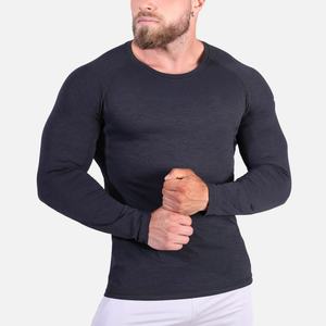 T-shirt à manches longues pour homme en coton de haute qualité, personnalisé en gros, à séchage rapide, slim, uni, toutes les couleurs, haute élasticité - Product Image 2