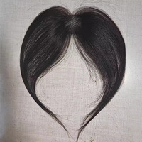 LONGFOR Femmes Noir Dentelle Remy Hair Grade Invisible Edge Clip-in Front Patch Bangs Natural Hairpiece Fringe As Baby