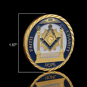 Token de Masonerí<span class=keywords><strong>a</strong></span> masónica bañada en plata y oro, token personalizado sin mínimo - Product Image 4