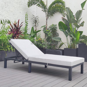Chaise longue de patio en aluminium, chaise longue en rotin, chaise longue pour hôtel, piscine, avec coussin - Product Image 3