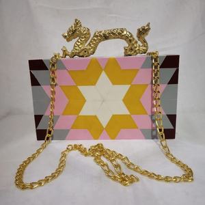 Embrague de resina hecho a mano para mujer, bolsa de mano de madera de artesanía india, bolso de mano de resina, monedero Multicolor para fiesta - Product Image 4