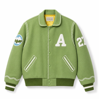 Veste de baseball verte personnalisée avec broderie chenille, veste bomber streetwear, veste universitaire pour homme