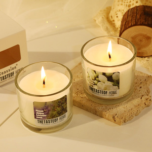 Tasse <span class=keywords><strong>en</strong></span> verre recouverte de bois bougie d'aromathérapie personnalisé parfum de maison ornement de cire de soja cadeau de compagnon de mariage - Product Image 4