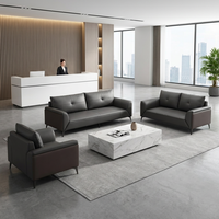 Ensemble de canapés professionnels en cuir synthétique épais, design industriel moderne pour salle de repos d'entreprise et salon d'accueil