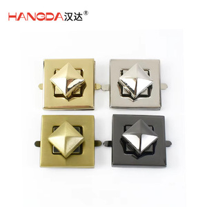 Cerradura cuadrada Handa Hardware con manija de aleación de zinc y pestillo metálico para bolsos, en acabado dorado claro, blanco, negro y antiguo. - Product Image 1