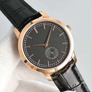 Montre mécanique pour homme avec cadran noir mat, boîtier en or rose, petite seconde, nouvelle montre de luxe pour homme 2026, bracelet en cuir noir - Product Image 1