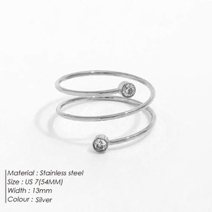 Anillo Espiral Ajustable Minimalista de Acero Inoxidable Chapado en Oro de 18K con Circonita Brillante, Anillos Abiertos, Joyería Impermeable para Mujer - Product Image 5