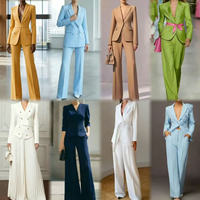Ensemble tailleur élégant deux pièces pour femme : veste décontractée et pantalon large à manches longues pour le bureau et les affaires