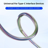 Kabel Data USB-C 2.0 PD 100W Transparan Berwarna dengan Lampu Indikator untuk Smartphone, Tablet, Laptop