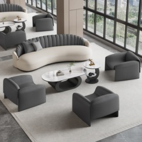 Canapé de réception de bureau moderne et minimaliste de luxe léger, ensemble table et chaises pour réunions d'affaires, cadre en bois personnalisable pour hall commercial