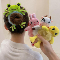 Élastiques à cheveux en peluche mignons en forme d'animaux (grenouille, chat, lapin) – Accessoires ludiques pour filles et femmes