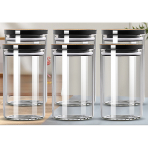 GLASS+PP High Borosilicate Glass Storage Jar Glass Sealed Jar With Lid White Sugar Tea Jar