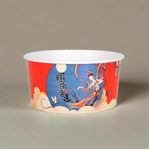 Cheap Price Customized <b>Disposable</b> Gold Foil Round Paper Bowl Biodegradable Takeaway Salad Bowl for Fast Food Packaging - Product Image 1