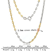 TIANYIDA Collier écologique en or et argent 18 ct Chaîne de câble Cool Hip Hop Style tout-en-un plaqué pour cadeau
