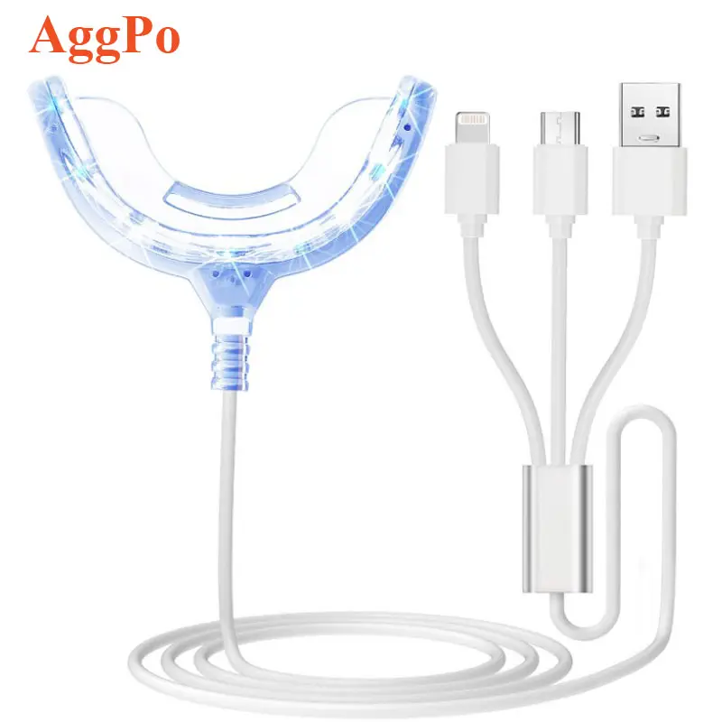 Teeth Whitening Accelerator Light Mouth Tray Teeth Whitening Enhancer Light Trays Connected with iPhone/Android/USB for Home Use