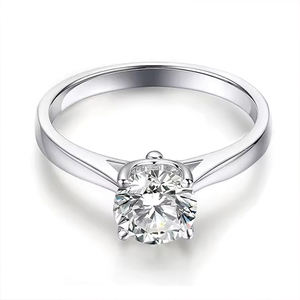 Joyería de Compromiso <span class=keywords><strong>Plata</strong></span> de Ley 925 Montura Clásica Circonita Cúbica de Corte Redondo Anillo de Boda para Mujer - Product Image 6