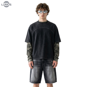 Camisetas de Algodón Grueso de Alta Calidad de 180 Gramos al por Mayor, Camisetas de Manga Larga Gruesas para <span class=keywords><strong>Hombre</strong></span>, Camisetas de Manga Larga con Paneles - Product Image 3