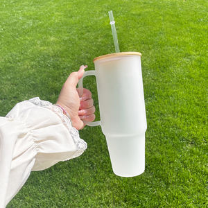 Almacén de EE. UU. Al por mayor 32oz 40oz sublimación en blanco cristal de borosilicato esmerilado tazas <span class=keywords><strong>Camper</strong></span> vaso de viaje - Product Image 4