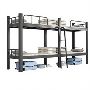 Cama Alta Moderna Tipo <span class=keywords><strong>Loft</strong></span> para Niñas, Tamaño King, de Metal y Madera, para Dormitorio Escolar o Apartamento, Modelo Meida MD-GLC03, con Escalera, Uso Comercial - Product Image 6