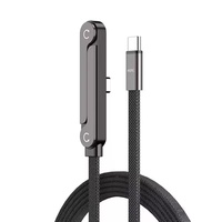 Câble de charge invisible 2-en-1 avec support multi-angles réglable Type C, câble de charge rapide 240W 5 pieds