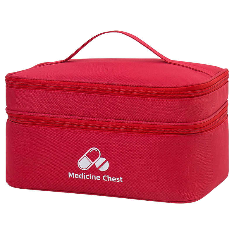Portable Household Nylon Water Resistant Large Capacity Double Layer Medicine Storage Bag for Travel