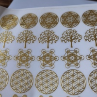 Autocollants Métalliques Kuliwei Géométrie Sacrée, Symboles Énergétiques Orgonite, Décalcomanies Creuses Dorées Électroplaquées pour Artisanat en Résine (Lot)