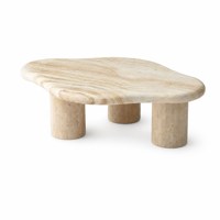 Table basse en pierre de travertin naturel en forme de nuage, trois pieds cylindriques, design sculptural moderne pour salon, Future Star