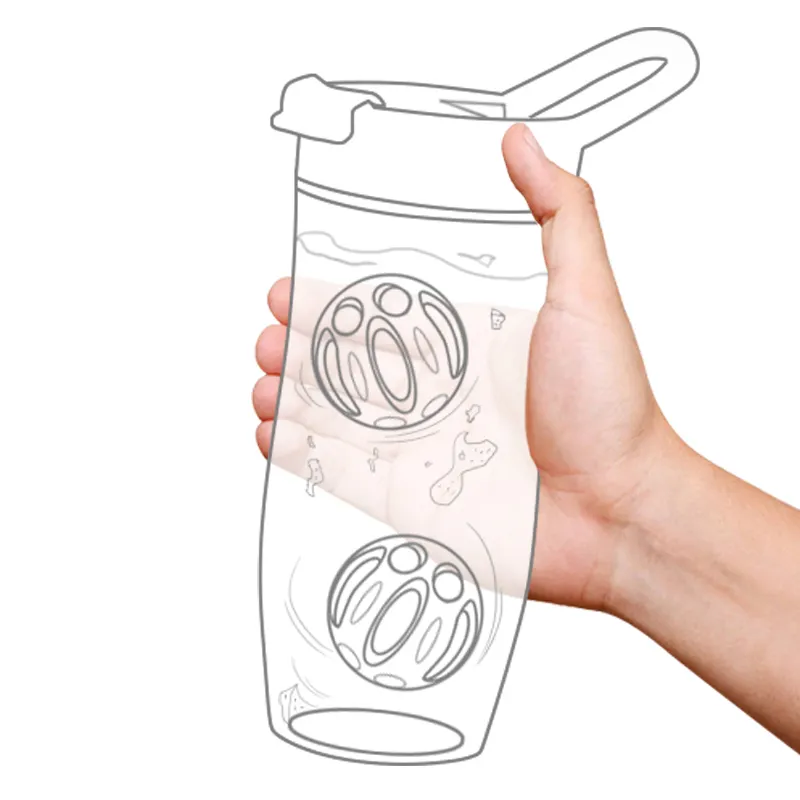 Eko dostu bpa ücretsiz spor shaker taşınabilir kılıf vidalı kapak protein tozu shaker şişe
