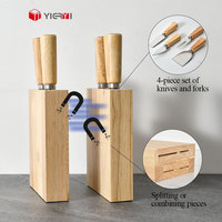 Ensemble de couteaux à fromage en bois d'hévéa, kit de service à fromage en bois, outils de service de table, ensemble cadeau de cuisine, fournisseur OEM à marque privée