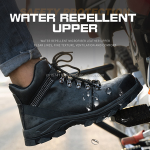 Chaussures de travail imperméables pour hommes Chaussures de sécurité en cuir microfibre à bout en acier pour hommes pour le travail Chaudes - Product Image 2