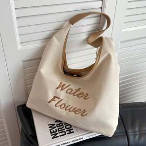 Customizable Letter Pattern Large Capacity 30X40cm 10Oz-14Oz <b>Thickness</b> Cotton Canvas Tote Bag With <b>Rope</b> Handle OEM/ODM - Product Image 1
