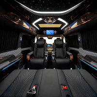 Kit de mise à niveau intérieur Diamond Rose Gold pour Vito V250 V300 W447 avec doubles écrans arrière, tables, sièges cannelés, lit 180°, TV de toit et équipement de surclassement