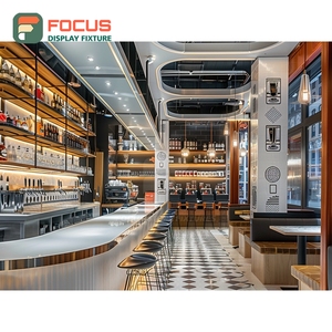 Mostrador de Servicio de Café de Lujo, Zona de Pago, Estante para Pastelería, Mostrador de Café de Roble Natural - Product Image 1