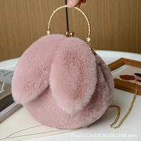 Sac bandoulière en velours peluche lapin pour bébés 0-24 mois, nouvelle collection automne/hiver, sac à main à chaîne avec oreilles mignonnes