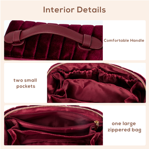 Koncai Pochette à Cosmétiques Élégante en Velours, Sac Coussin de Voyage, Organisateur de Maquillage, Trousse de Toilette à Fermeture Éclair - Product Image 5
