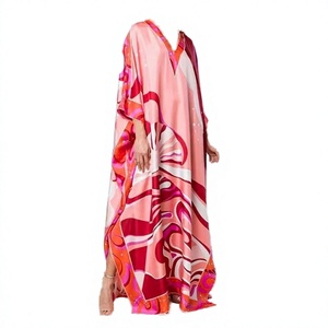 Women Muslim Abaya Boat Neck Loose Floral Print Long Sleeve <b>Maxi</b> <b>Dress</b> Summer Casual Vacation Wear - Product Image 2