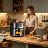 Freidora de Aire Anbolife 8.5L, Solo Venta al Por Mayor, Libre de PFAS, Fabricante para Propietarios de Marcas, OEM, Catorce Programas Preestablecidos, Panel de Olla para Freír