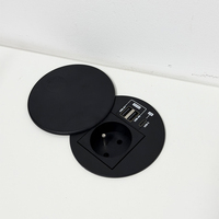 Prise de bureau encastrée à charge rapide pour ordinateur portable 65W PD, multiprise avec couvercle étanche pour mobilier de bureau moderne