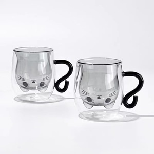 250ml Quà Tặng tùy chỉnh ý tưởng cốc cà phê thủy tinh dễ thương cốc cà phê thủy tinh phim hoạt hình mèo hình dạng cốc cà phê thủy tinh cho bữa ăn sáng Sữa nước trái cây trà - Product Image 2