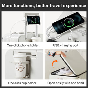 Set Koper Kabin Hardshell Mixi Cup Holder <span class=keywords><strong>Carry</strong></span> on Luggage Maletas De Viaje dengan Port Pengisian Daya USB dan Pengait Troli - Product Image 6