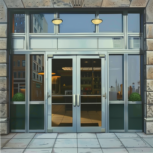 Negozio porta d'ingresso prezzo di fabbrica porte commerciali Slidng struttura in alluminio vetro temperato porta vetrina - Product Image 4