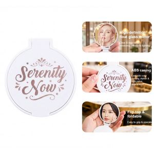 Miroirs de maquillage compacts portables ronds vintage populaires avec logo personnalisé, petite coque en plastique anti-chute pour le voyage - Product Image 3