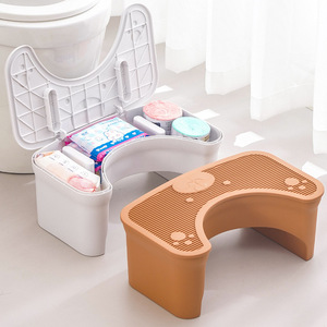 Taburete de baño Myhome para adultos y niños, material PP blanco y marrón, soporte para posición de sentadilla a 35 grados, equipo de seguridad para el baño - Product Image 5
