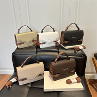 Sac à bandoulière color block en cuir PU pour femme avec poignée supérieure et rabat enveloppe, petit sac à main personnalisable avec LOGO