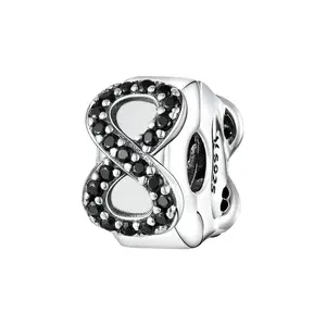 Silver Infinitte Symbol Clip S925 silver eight-character positioning buckle separated beads DIY beaded silver jewelry wholesale